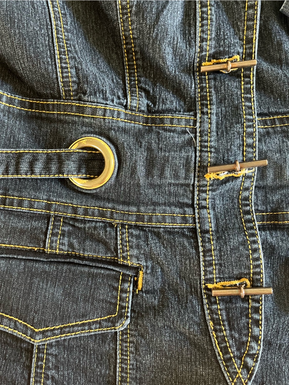 Bisou Bisou Women's Dark Blue Denim jacket with Metal Accents - Picture 5 of 7